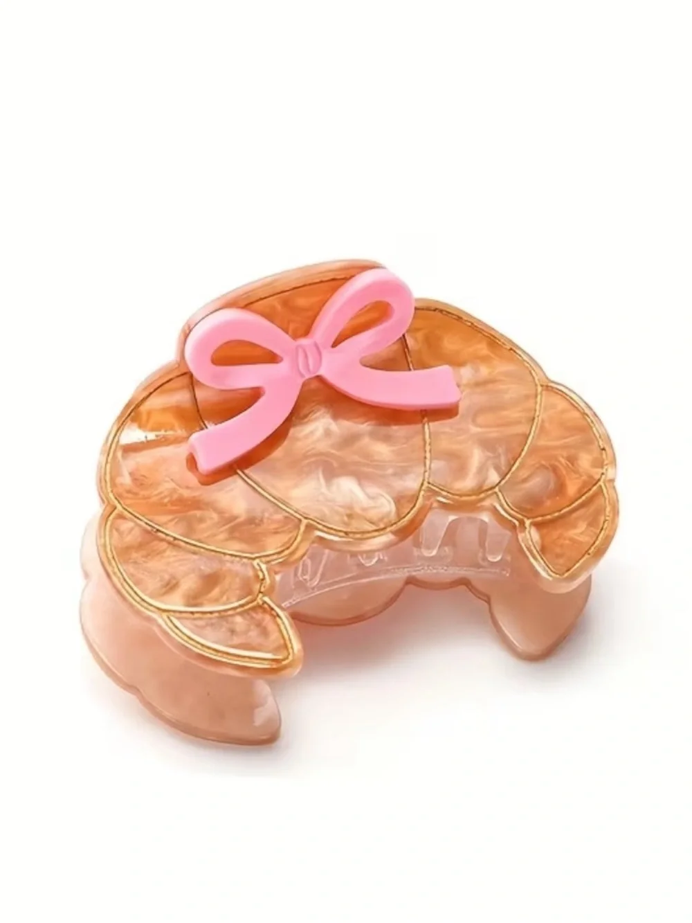Pink Bow Butterfly Crescent Hair Clip